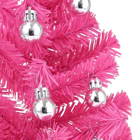 Mini Table Top 16 Inch Christmas Tree - Pink, Silver or White Includes Ornaments - Picture 3 of 12